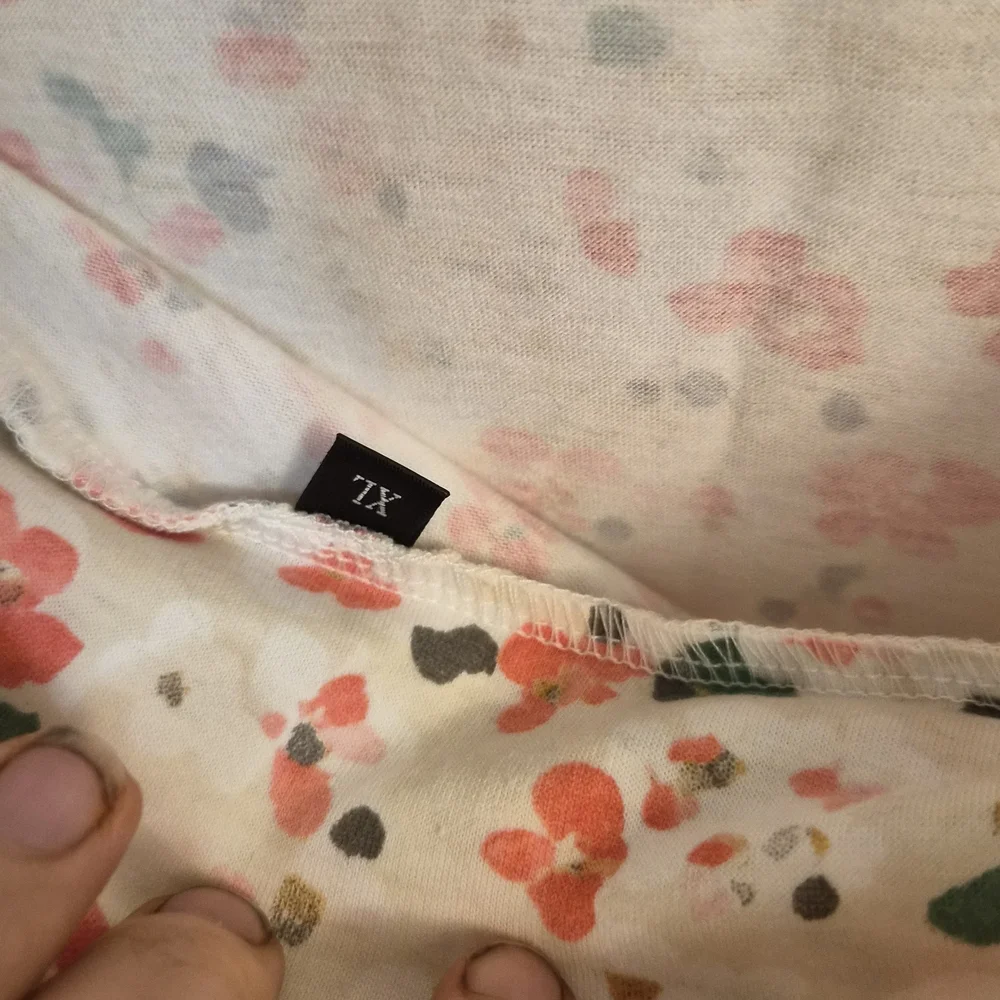 NWOT Floral Ruffle Hem Asymmetrical Midi Skirt – White with Pink Blossoms (XL) - Picture 2 of 5